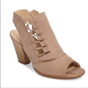 Paul Green Mindy Lace Up Suede Women's Tan Peep-Toe Ankle Boots Sz 4/US 6.5